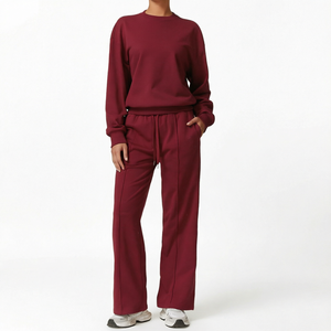 Women <b>Yoga</b> Set High Waist Wide Leg Pants Long Sleeve <b>Sweatshirt</b> Solid Tracksuit 2 Piece Sportswear - Product Image 1