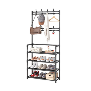 Estante de Almacenamiento <span class=keywords><strong>para</strong></span> Sombreros de 4 Niveles, Resistente y Duradero, Perchero y Zapatero Independiente con Ganchos <span class=keywords><strong>para</strong></span> Sala de Estar - Product Image 3