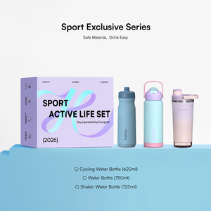 Bouteilles d'eau isothermes sportives Hong Ling Premium en acier inoxydable 18/8 à double paroi, ensemble cadeau avec poignée - Product Image 1