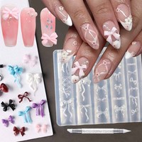 Cetakan Seni Kuku 3D, Ukiran Bunga Lily Melengkung, Bunga Teratai, Pita, Template Silikon Transparan Tinggi, Plastik/Cetakan Kuku Silikon DIY