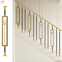 Balustres d'escalier en alliage d'aluminium de style luxueux pour décoration intérieure, barres de balcon, rampes d'escalier métalliques pour villa et appartement intérieurs