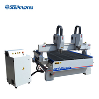 Machine de gravure CNC à double broche 3KW 3 axes avec contrôleur DSP/NC Studio et servomoteur hybride pour panneaux de bois