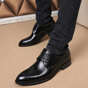 Zapatos Formales de Cuero para Hombre, Estilo Británico Coreano, con Aumento de Altura Interno, Punta Puntiaguda, con Cordones, Modernos, para Boda, Juveniles, Casuales - Product Image 2