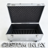 Valise de transport en aluminium argenté avec 4 roues pivotantes, 2 roues à frein et poignée télescopique, valise à roulettes pour équipement