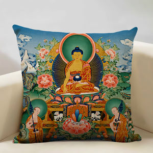 Style thaïlandais bouddha Statue œuvre rétro bouddhiste intérieur oreiller <span class=keywords><strong>housse</strong></span> <span class=keywords><strong>de</strong></span> <span class=keywords><strong>coussin</strong></span> 45x45cm - Product Image 3