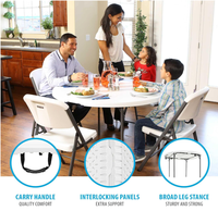 Vente en gros 43 ''table ronde pliante de soufflage portable blanc pour fête intérieure et extérieure