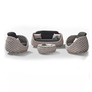 Set Divano da Esterno per Villa, Salotto da Giardino, in Corda Intrecciata Impermeabile e Resistente alle Intemperie - Product Image 6