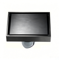 Siphon de sol carré en acier inoxydable 304, finition bronze brossé, avec insert invisible pour carrelage et couvercle amovible