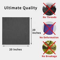 Serviette de table carrée en polyester filé style denim noir ZONDIRA, teinte en fil, 240 g/m², résistante aux taches, pour usage en restaurant, 50x50 cm