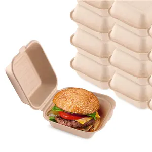 Recipiente biodegradable para llevar comida, tipo sándwich, para llevar caña de azúcar