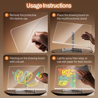Tableau de dessin LED en acrylique pour enfants, tableau lumineux avec support, marqueurs et lingettes, tableau effaçable réutilisable, cadeau idéal