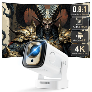 JUNNUO Android 14 HY260 PRO 200 Lumens Short <b>Throw</b> WiFi 6 Auto Focus Pocketable 4K Android 14 1/8G RAM 720P Projector - Product Image 1