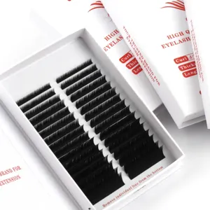 Private Label Custom Packaging Individual Cashmere Eyelash Extension Lash Tray Fluffy Matte Black Faux Mink Eyelash Extension