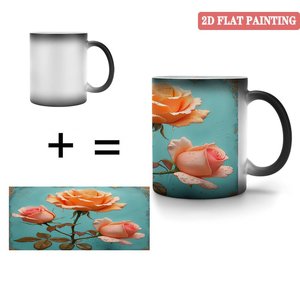 Mug en céramique Heat Reveal 11oz, noir givré, tasse magique avec motif de rose pour café et thé - Product Image 4