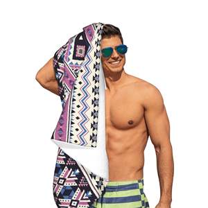 <span class=keywords><strong>Serviette</strong></span> de plage en microfibre à motif géométrique de style ethnique, <span class=keywords><strong>serviette</strong></span> <span class=keywords><strong>anti</strong></span>-<span class=keywords><strong>sable</strong></span> à séchage rapide de couleur violette, adaptée aux plages et aux voyages - Product Image 3