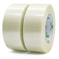 Ruban adhésif transparent en acrylique renforcé de fibres de verre 50mmx30m avec support PET, étanche, haute résistance, pour l'assemblage de tapis et le bricolage