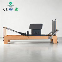 Ahşap Pilates Reformerı, Kutulu Akçaağaç Meşe 2430x730mm Alman İthal Yaylar Mikrofiber Döşeme CE ISO Sertifikalı