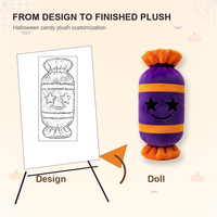 Peluche Sucette d'Halloween Personnalisée, Douce et Rembourrée, à Rayures, avec Yeux Étoilés, Cadeau Sucré, Décoration de Fête, Faible MOQ, OEM ODM