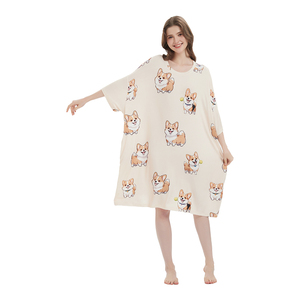 Comoda <span class=keywords><strong>Camicia</strong></span> da <span class=keywords><strong>Notte</strong></span> Personalizzata per Donna, Vestito da <span class=keywords><strong>Notte</strong></span> in Modal Plus Size con Maniche Corte e Tasche, Morbida <span class=keywords><strong>Camicia</strong></span> da <span class=keywords><strong>Notte</strong></span> in Maglia - Product Image 5