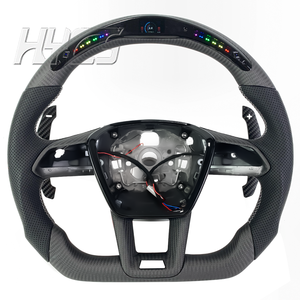 พวงมาลัยคาร์บอนไฟเบอร์สีด้านพร้อมแป้นเปลี่ยนเกียร์สำหรับรถ <span class=keywords><strong>Audi</strong></span> Q5 Q7 Q3 Q50L A6 A6L A4 Q5 A3 B7 A8 R8 TT RS3 RS5 S5 S4 - Product Image 1