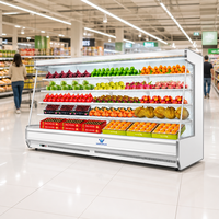 Congélateur Commercial Multidecks Ouvert pour Supermarché, Réfrigérateur à Rideau d'Air pour Légumes et Fruits