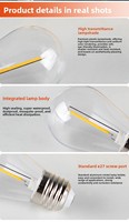 Ampoule LED S14 PC à filament Edison 2700K Lumière Chaude Culot E27 Étanche Économe en Énergie pour Décoration de Lieux et Festivals Noël