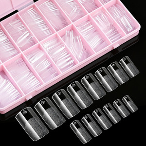 Pointes d'ongles courtes en amande de haute qualité, 576 pièces, finition semi-mate, pré-polies, pour extension d'ongles. - Product Image 2