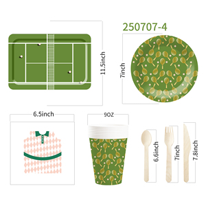 Juego de Vajilla Desechable DAMAI con Temática Deportiva, Plato de Papel con Diseño de Bádminton, Incluye Platos, Vasos y Servilletas para Fiestas de Cumpleaños Infantiles - Product Image 6