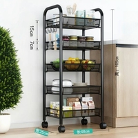 Chariot utilitaire roulant à 4 niveaux, organisateur de stockage en métal, chariot de cuisine avec roulettes pour chariot de rangement à domicile