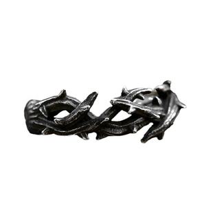 Bague Couronne Épineuse Gothique en Acier Inoxydable 316 Unisexe Homme, Finition Argent Vieilli, Gravure Intricée, Style Rébellien Biker Punk Hip Hop Quotidien - Product Image 4