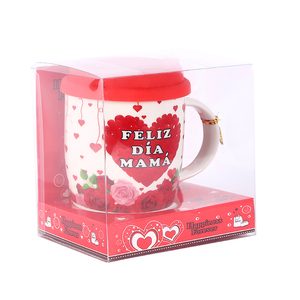 Taza de café de cerámica con logotipo personalizado en español, juego de regalo para el día de la madre con tapa de silicona - Product Image 2