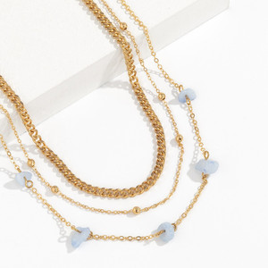 Catena per Pancia Bohemia Multistrato in Pietra Naturale Impermeabile in Acciaio Inossidabile 316L, Gioielli Minimalisti Placcati Oro 18K da Donna - Product Image 5
