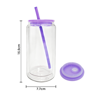 Gobelets en verre à double paroi pour sublimation, 16 oz, avec couvercle coloré et pré-percé, pour canettes de bière, en stock aux États-Unis