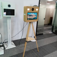 Machine de photomaton pour événements et fêtes, avec appareil photo reflex numérique de 15,6 pouces en bois grainé