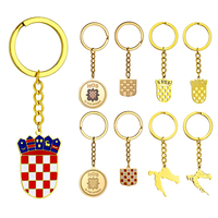 Porte-clés plaqué or 18 carats en acier inoxydable, motif drapeau et carte de la Croatie, emblème HOS pour la maison, prêt à l'emploi