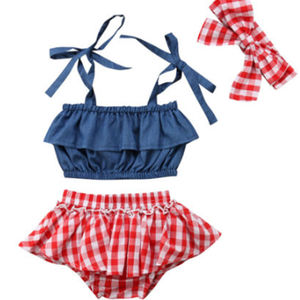 Productos de Ropa Infantil Importados de China, Conjunto de Top y Ropa Interior de Mezclilla para Niñas - Product Image 1