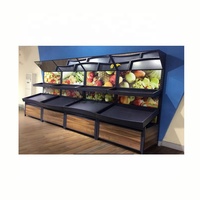Supermarkt fruitrek, droge voedingsmiddelen displayrek, groentepresentatierek, schap, tafel