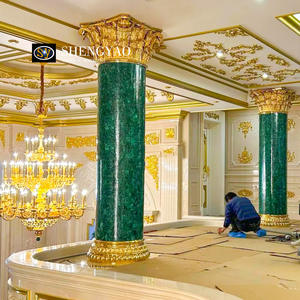 बड़े आकार का महल विला सजावट लक्जरी हरे मलाकी महल स्तंभ/पीतल की राजधानी के साथ स्तंभ - Product Image 1