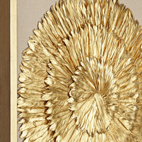 Peinture à l'huile créative personnalisée avec plumes dorées, pour décoration murale