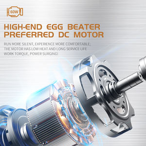 Batteur à main sans fil 7 vitesses 60-200 watts Batteur portable Câble <span class=keywords><strong>de</strong></span> charge <span class=keywords><strong>de</strong></span> type C Batteur à main rechargeable Affichage numérique - Product Image 3