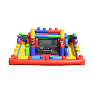 Tùy chỉnh màu khối nhà bị trả lại với đôi trượt, thương mại khổng lồ <span class=keywords><strong>Inflatable</strong></span> nhảy lâu đài cho bên cho thuê - Product Image 1