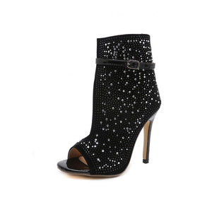 <span class=keywords><strong>Liu</strong></span> Ming nuevos productos al por mayor 2024 Sexy ahueca hacia fuera los zapatos de vestir de verano para mujer fiesta Rhinestone negro Peep Toe tacones altos - Product Image 5