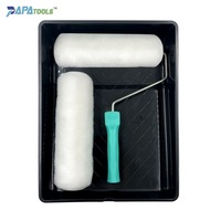 Tissé Polyester Cage cadre poignée peinture mur sol maison recharge brosse couverture manchon noir ensemble 9 pouces plateau peinture rouleau Kit