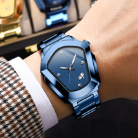 Montre à quartz pour homme BINBOND B760, design futuriste, bracelet en acier élégant, étanche à l'eau, montre de style masculin, cadeau