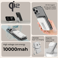 Benutzerdefiniertes Logo 25W 10000mAh Magnetische Kabellose Festkörper-Powerbank mit Eingebautem Kabel Schnellladeständer Tragbar 2-in-1 Schnellaufladung