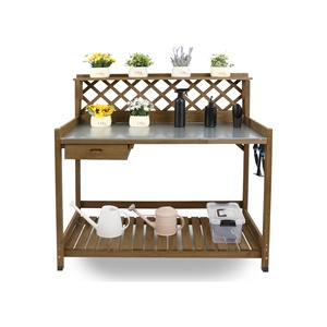 XOT040 panca per invasatura in legno marrone per decorazioni da giardino per esterni e cortile uso grazioso accessorio per la casa - Product Image 1