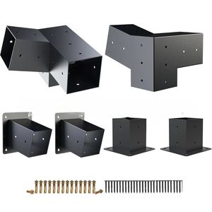 Kit de Soportes para Pérgola de 4" x 4", Herrajes de Acero Resistente para Pérgola con 15 Piezas °   Soportes de Madera para Postes de Gazebo con Diseño de Techo Inclinado - Product Image 1