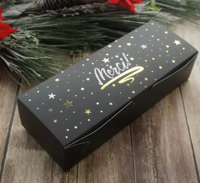 Kustom Hitam Emas Rusa Merci Desain Selamat Natal Dekorasi Kotak Kemasan Permen Coklat