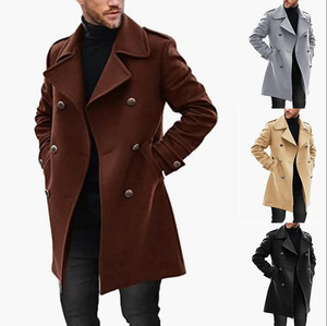 Offre Spéciale veste automne hiver couleur unie pardessus décontracté <span class=keywords><strong>Trench</strong></span> hommes genou longueur Parka coupe-vent Long manteau <span class=keywords><strong>homme</strong></span> manteaux - Product Image 2