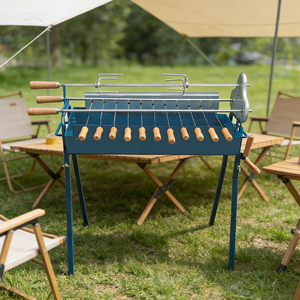Barbecue à charbon de bois portable grec chypriote Foukou, avec levier de réglage de hauteur, pour souvlaki traditionnel chypriote - Product Image 2